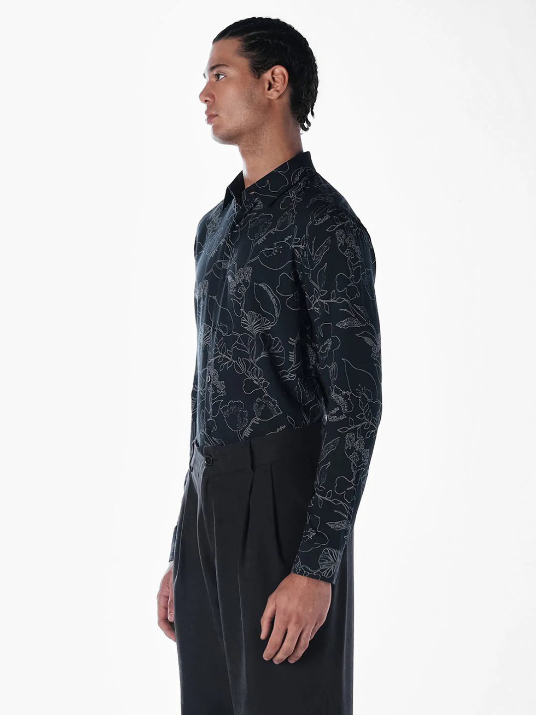 Black Printed Cotton Shirt - Image 3