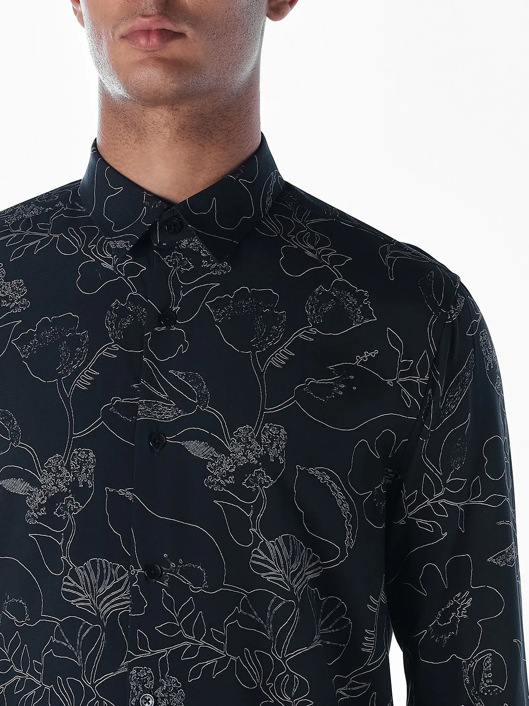Black Printed Cotton Shirt - Image 5