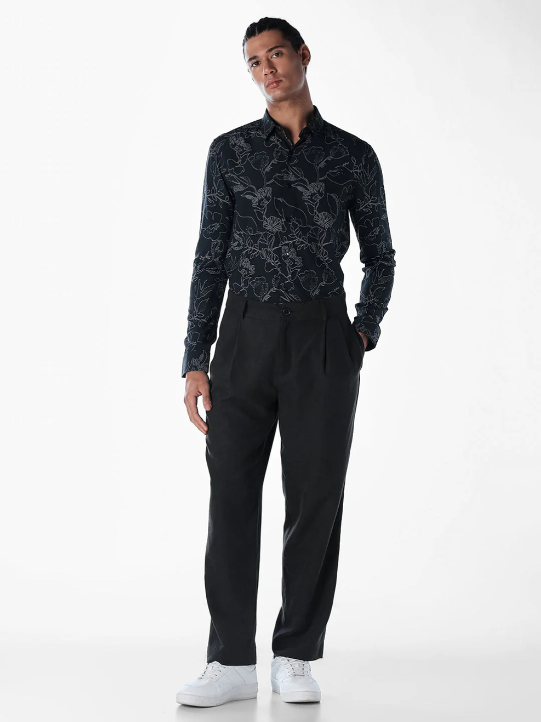 Black Printed Cotton Shirt - Image 6