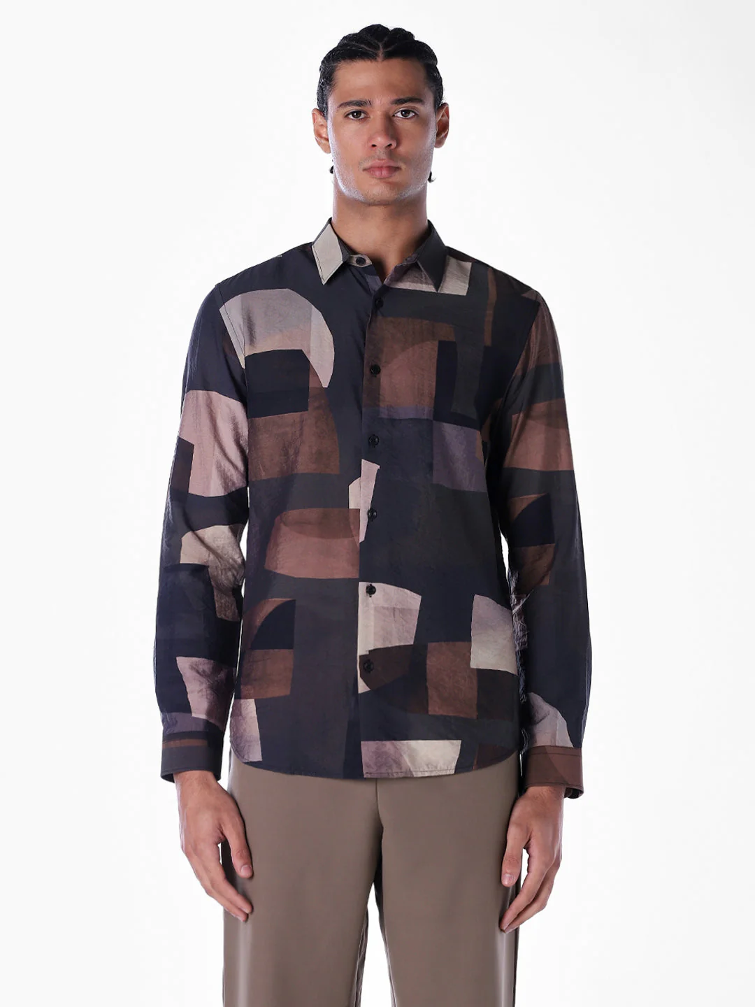 Nylon Blend Printed Slim Fit Shirt - Image 2