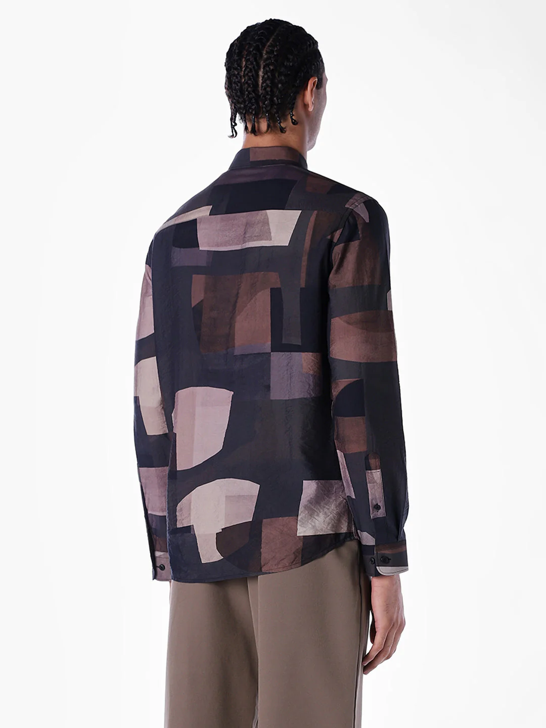 Nylon Blend Printed Slim Fit Shirt - Image 4
