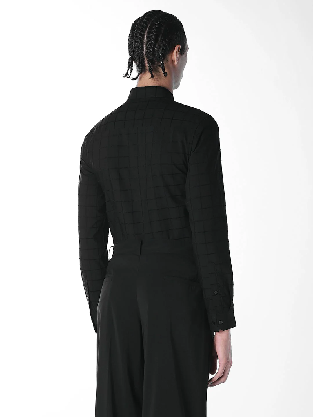 Black Jacquard Check Shirt - Image 4