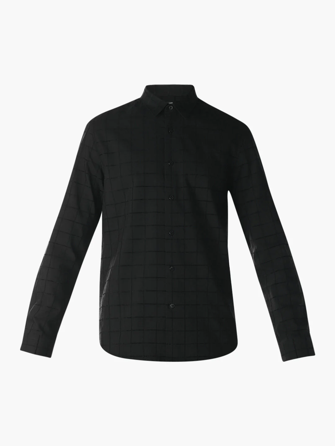 Black Jacquard Check Shirt - Image 7