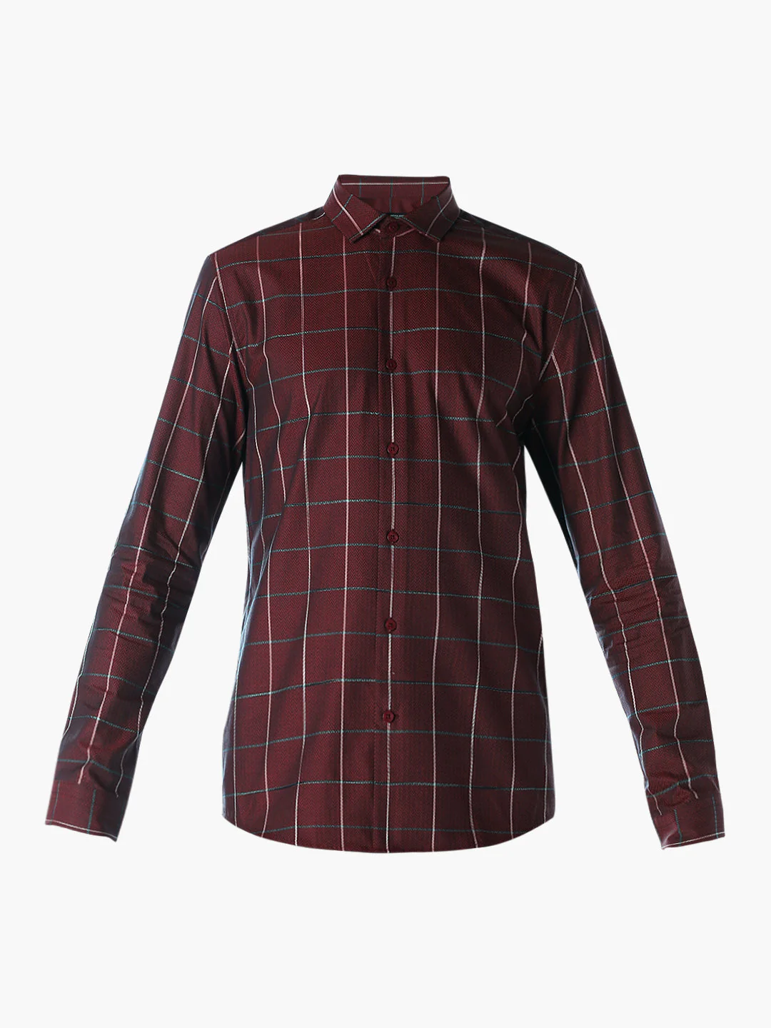 Burgundy Checked Cotton Shirt - Image 7