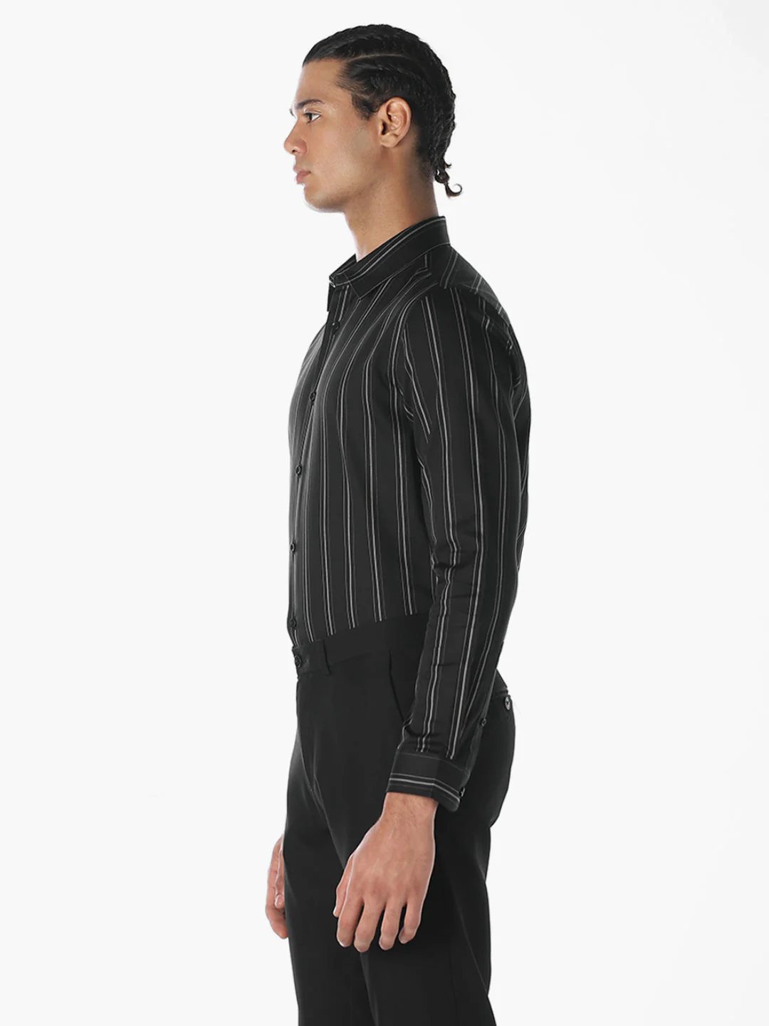 Striped Cotton Slim Fit Shirt - Image 3
