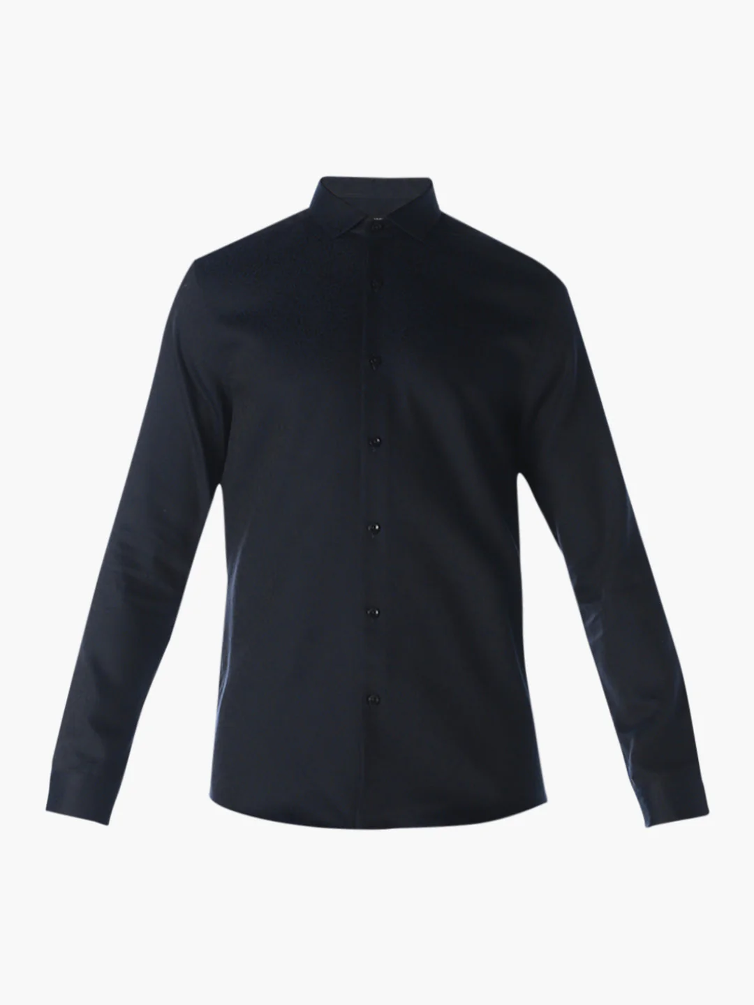 Navy Blue Cotton Slim Shirt - Image 7