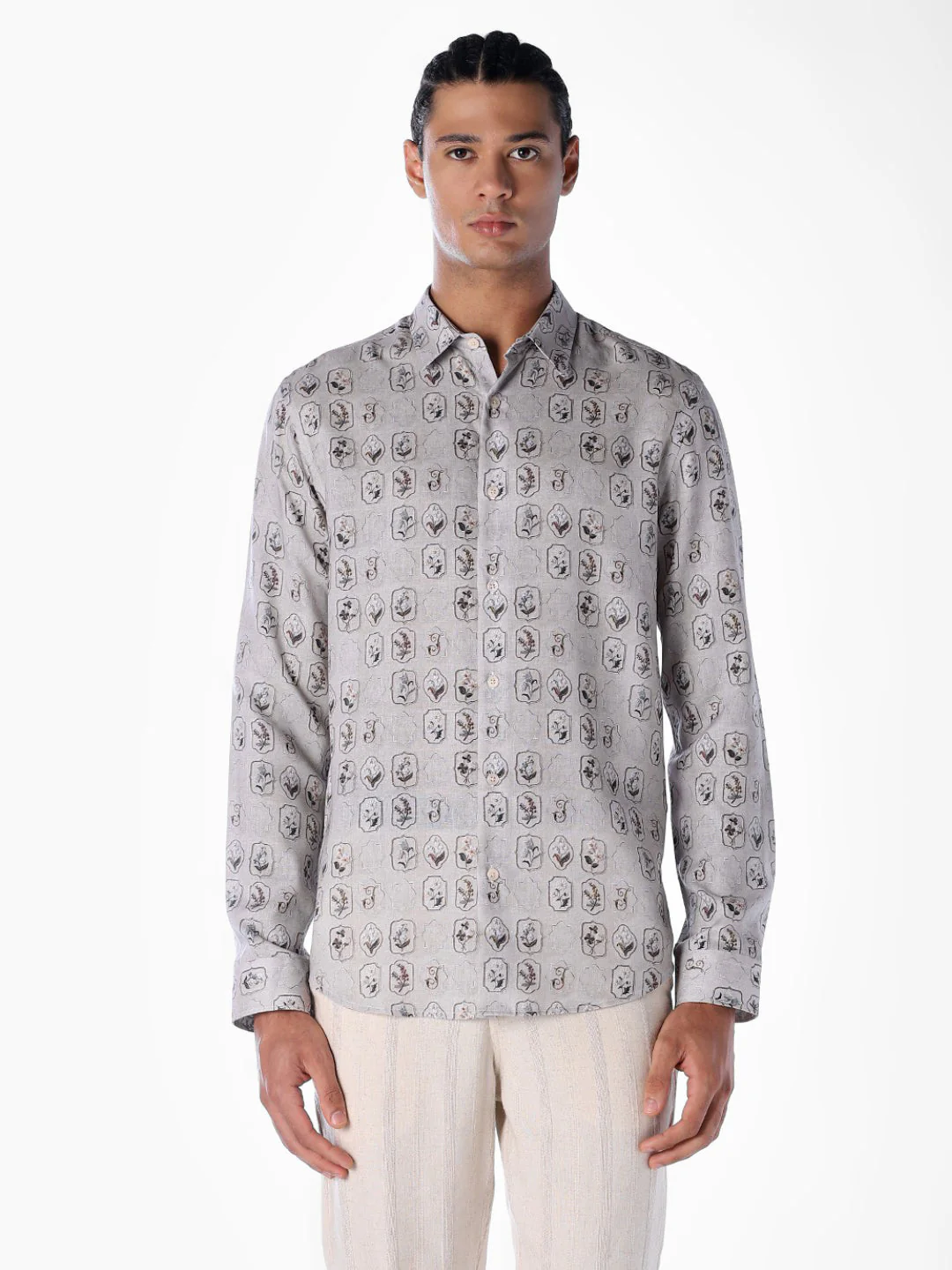 Linen Blend Printed Shirt - Image 2