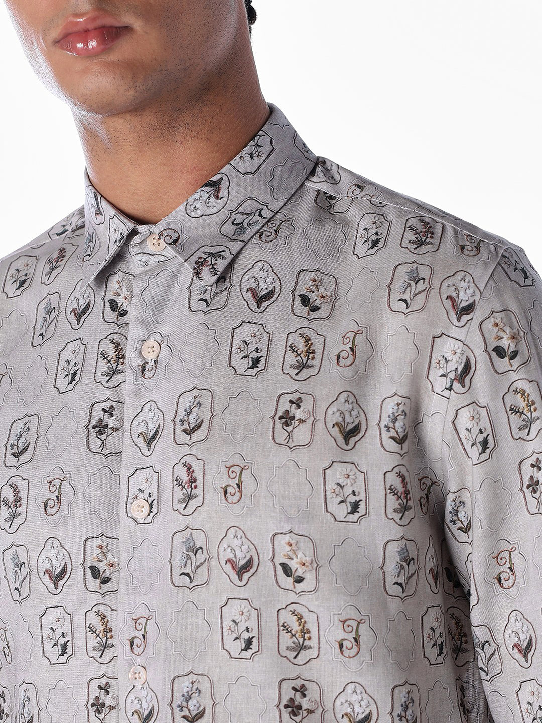 Linen Blend Printed Shirt - Image 5