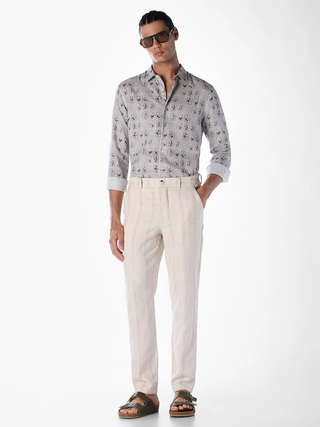 Linen Blend Printed Shirt - Image 6