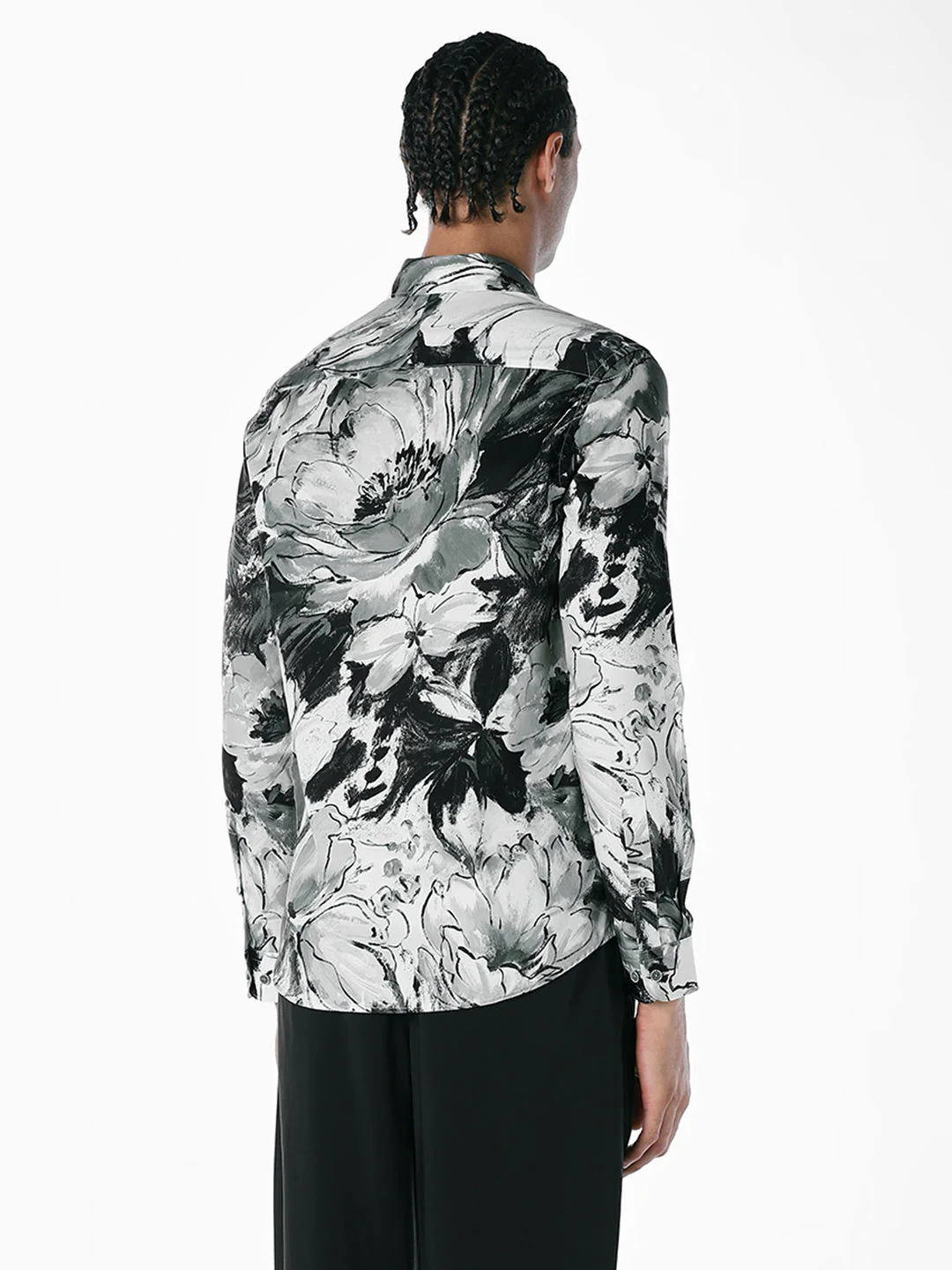 Blue Printed Slim Fit Shirt - Image 4