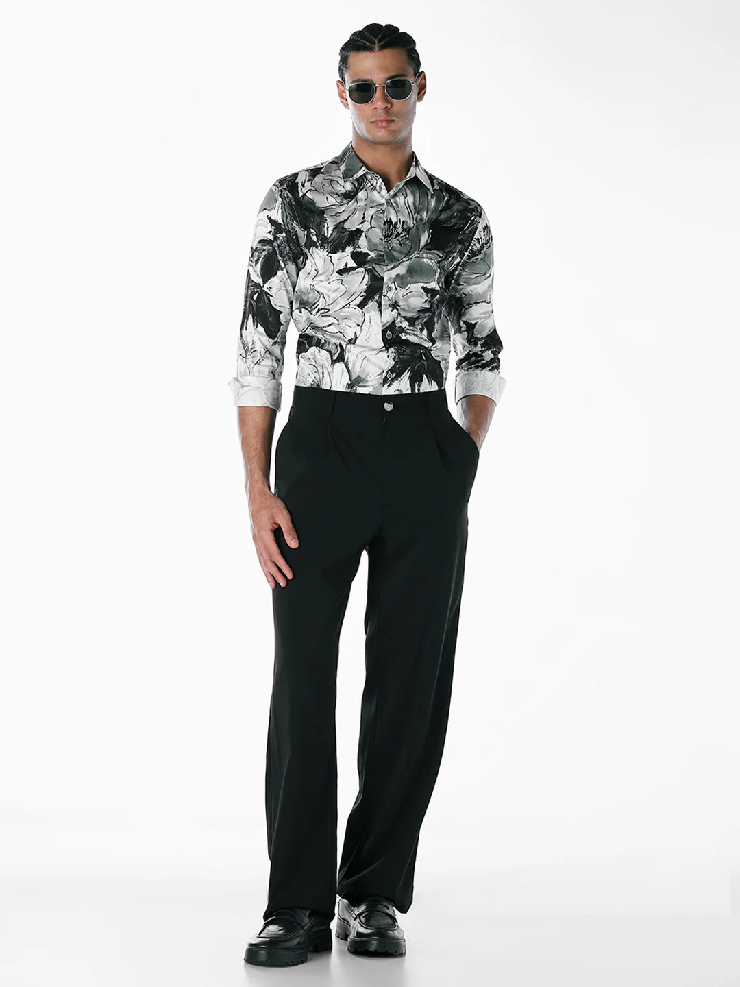 Blue Printed Slim Fit Shirt - Image 6