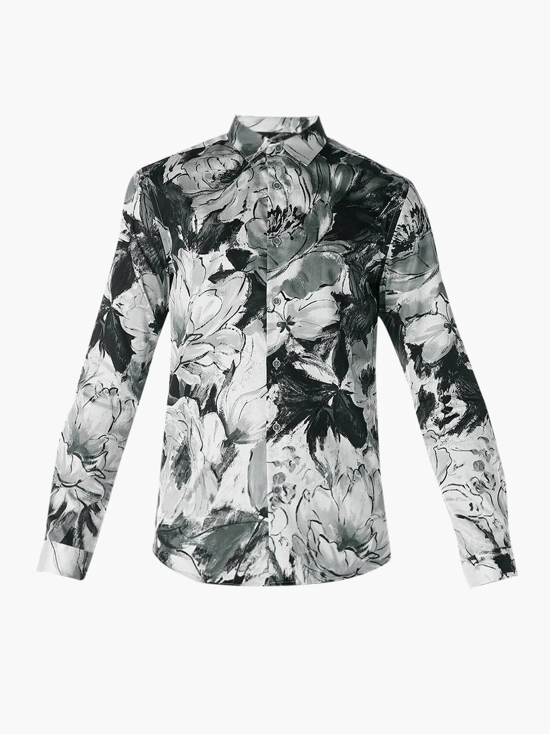 Blue Printed Slim Fit Shirt - Image 7