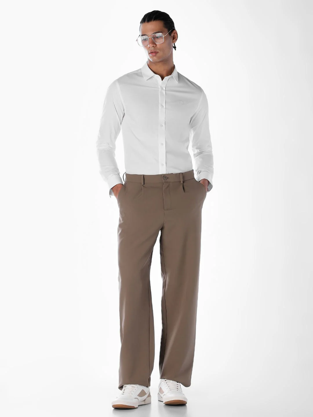 Cotton-Stretch Slim Fit Shirt - White - Image 6