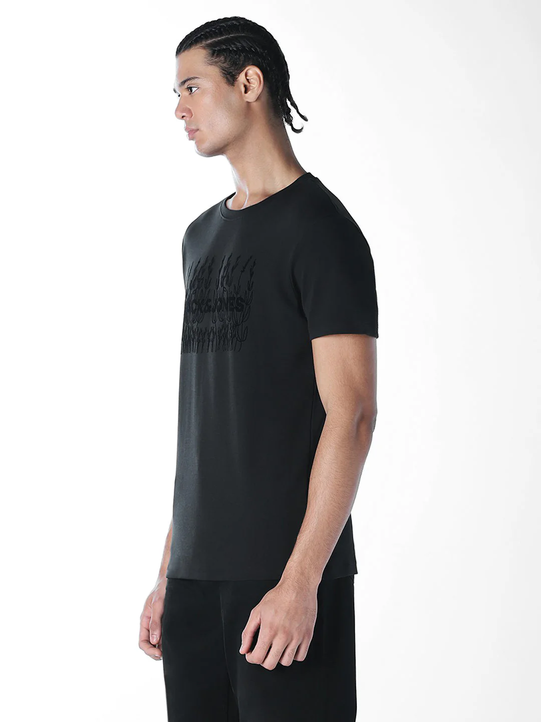 Flock Print Crew Neck T-shirt - Image 3