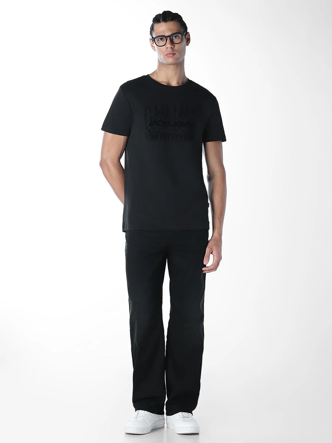 Flock Print Crew Neck T-shirt - Image 6