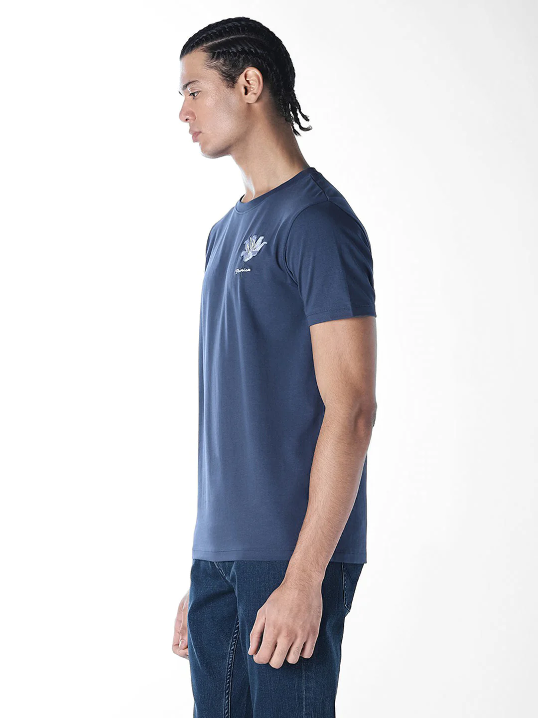 Dark Blue Crew Neck T-shirt - Image 3