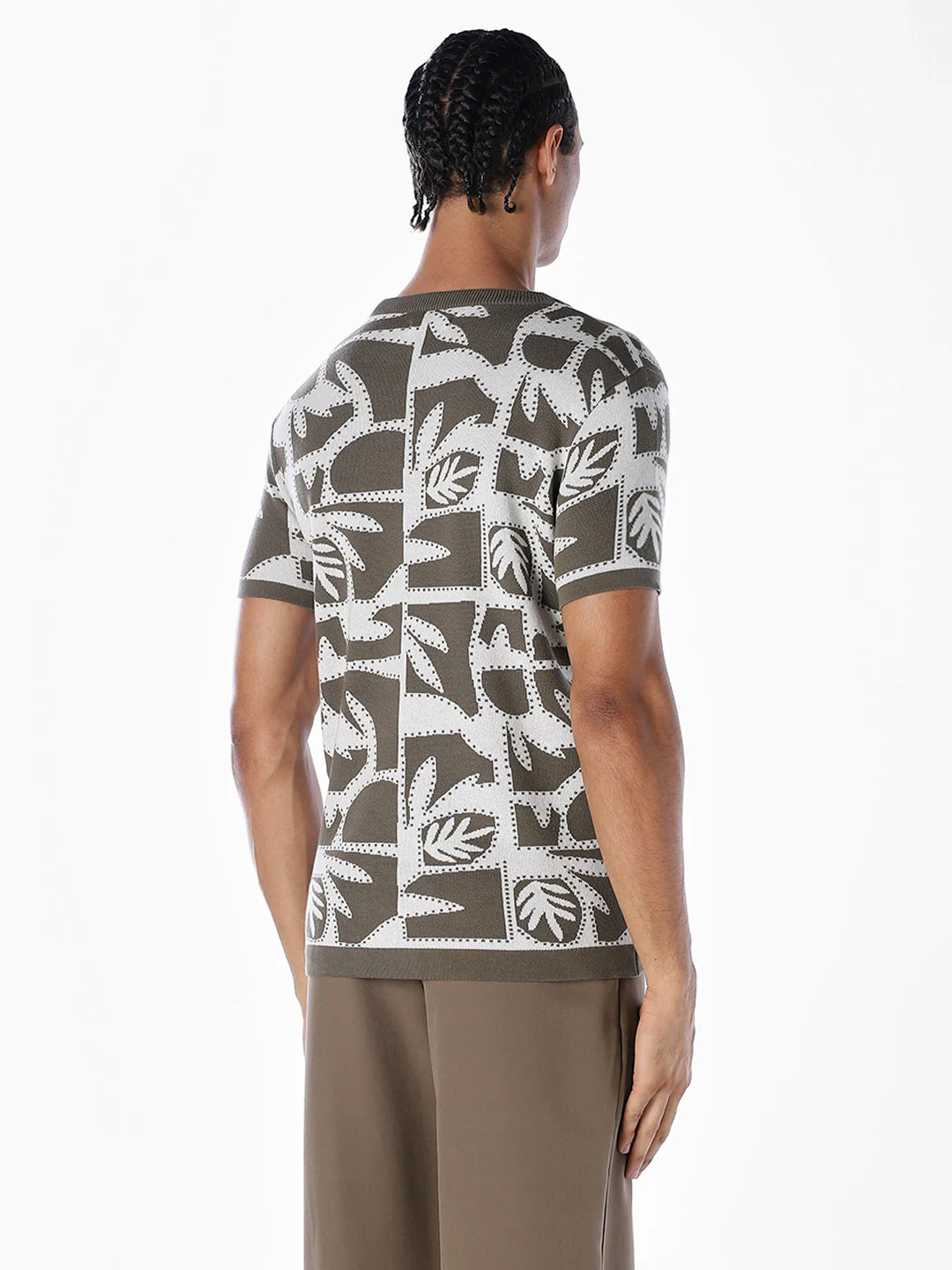 Jacquard Printed Cotton Pullover - Green - Image 4