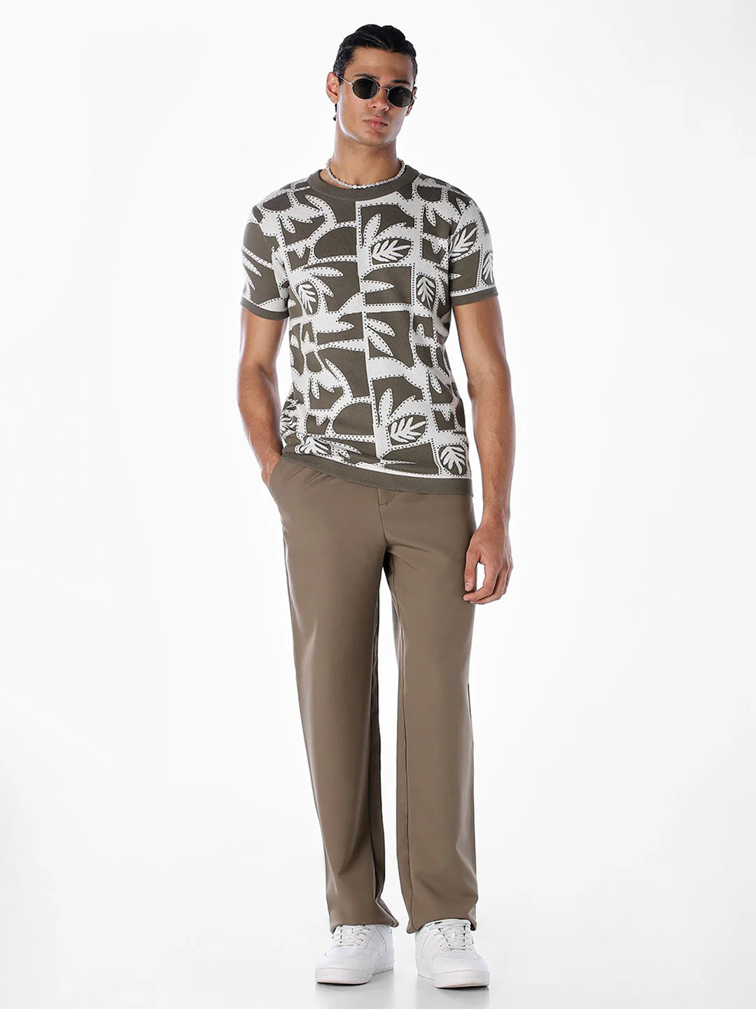 Jacquard Printed Cotton Pullover - Green - Image 6