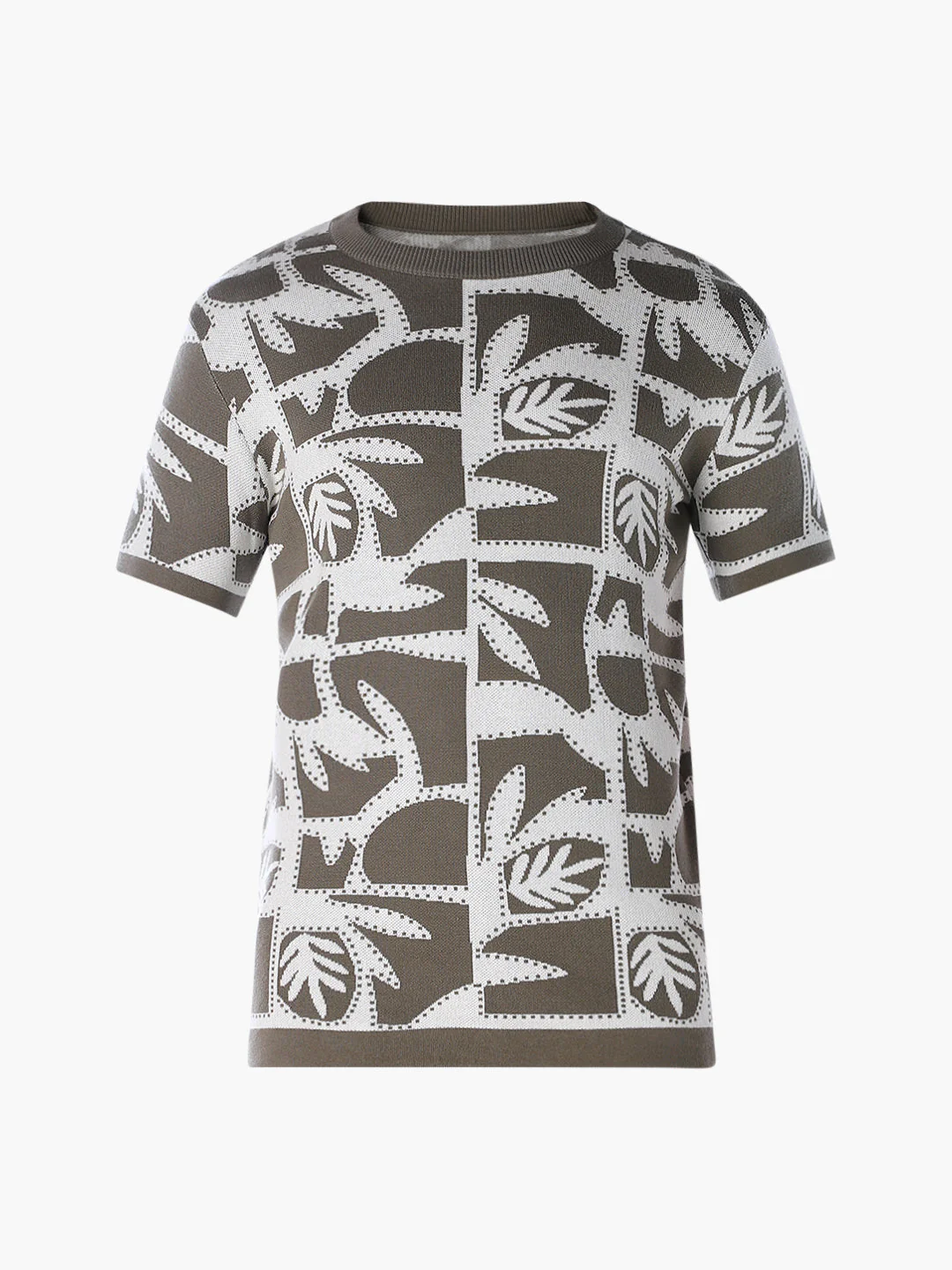 Jacquard Printed Cotton Pullover - Green - Image 7