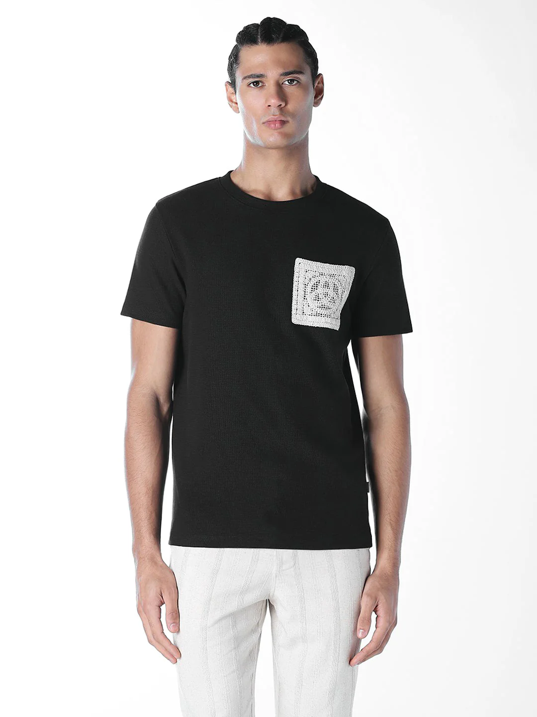 Crochet Pocket Crew Neck T-shirt - Image 2