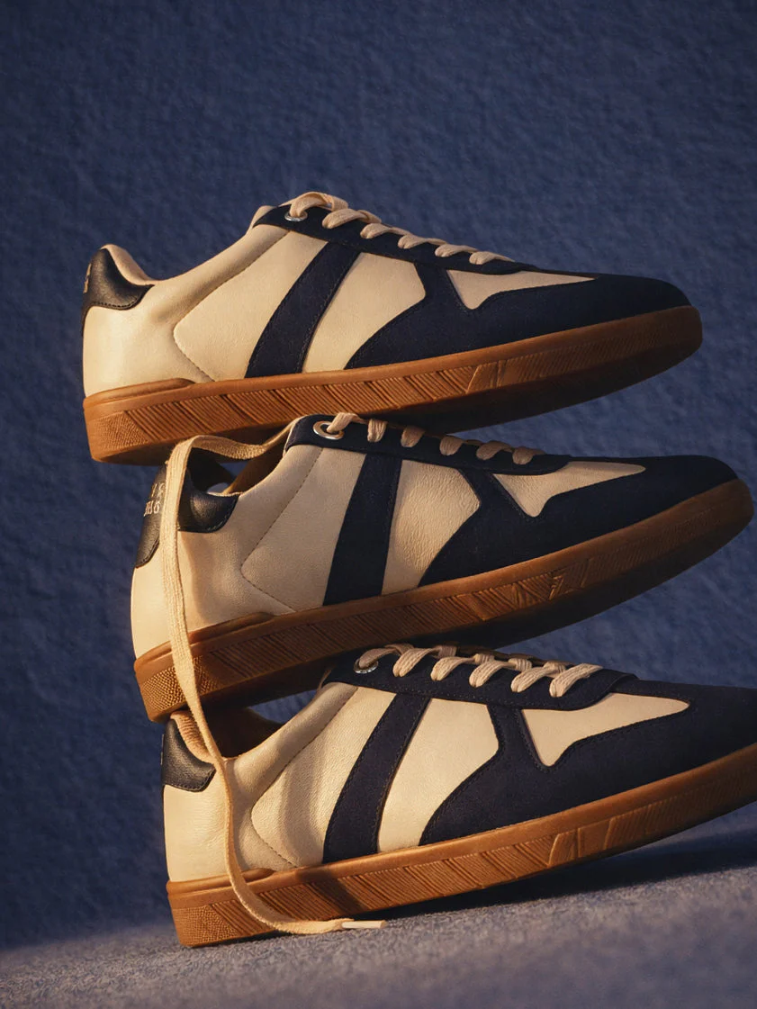 Navy Blue PU Lace Up Sneakers