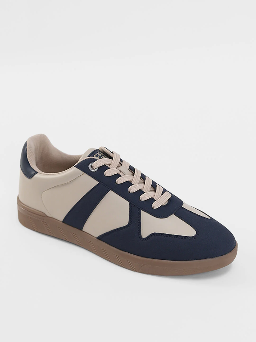 Navy Blue PU Lace Up Sneakers - Image 4