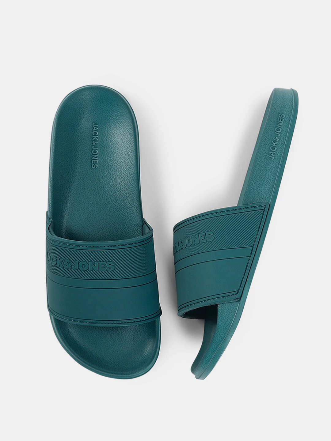 Turquoise Logo Print Pool Sliders - Image 2