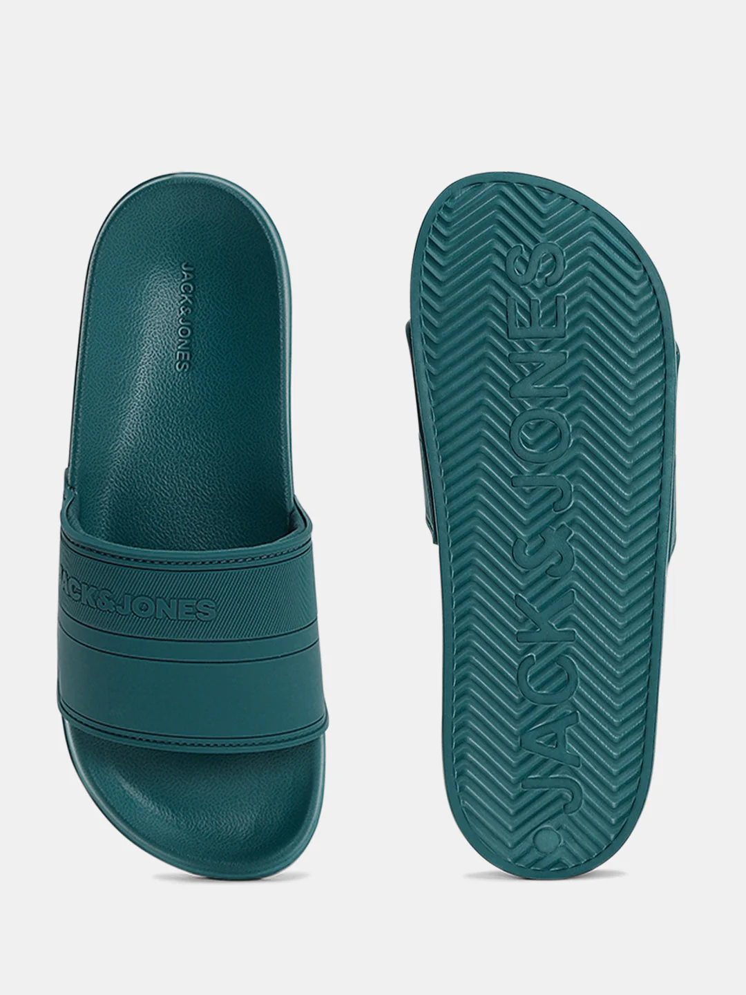 Turquoise Logo Print Pool Sliders - Image 4
