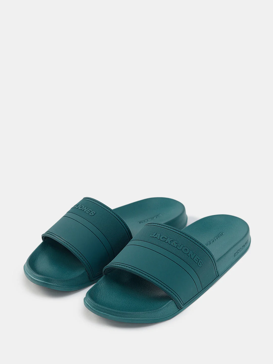 Turquoise Logo Print Pool Sliders - Image 5