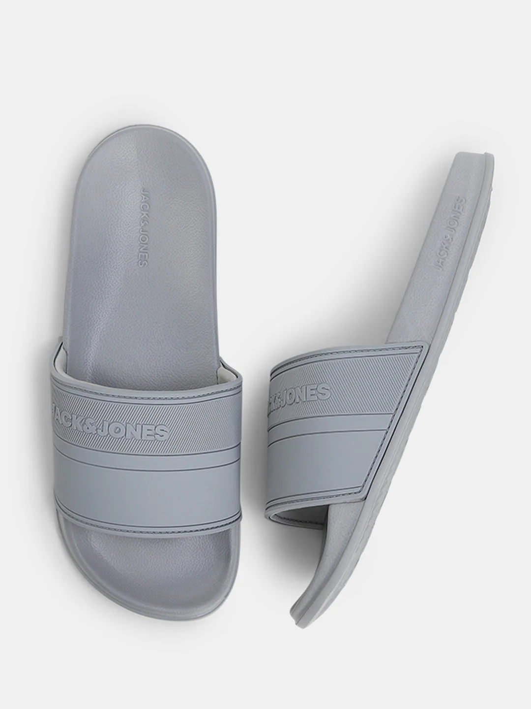 Grey Logo Print Pool Sliders - Image 3